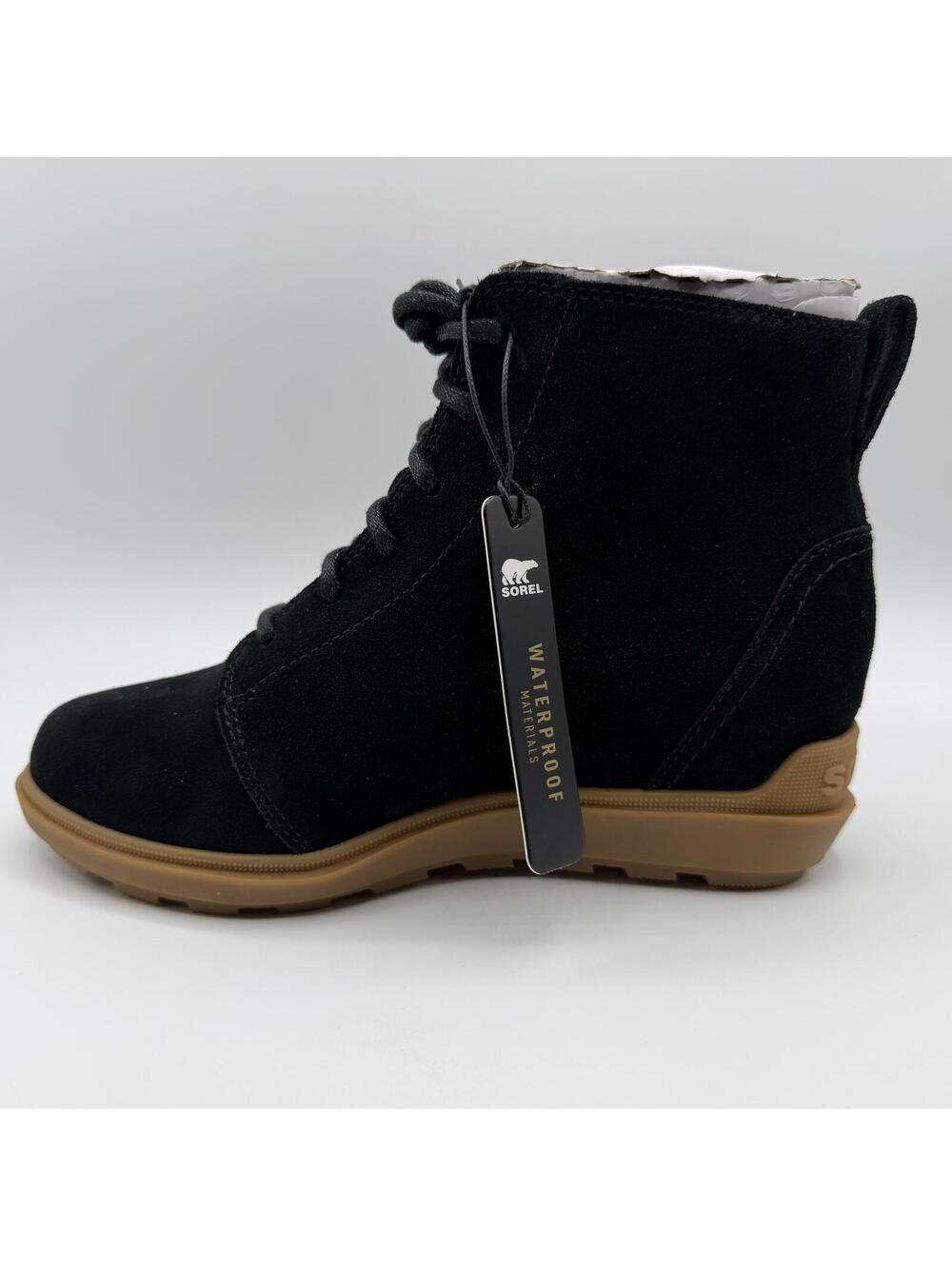 SOREL Evie II Lace Up Wedge Boots Black Suede Women Size 5.5 - Picture 6 of 11